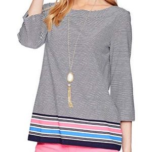 Lilly Pulitzer Waverly Navy Striped Top